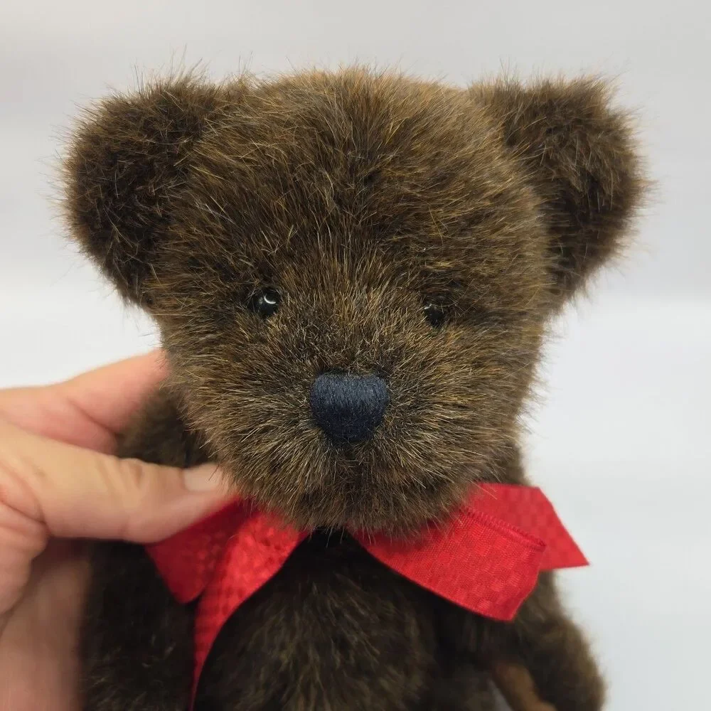 VTG Boyds Bears Timothy T. Beansley Plush Teddy Bear w Tags Brown Fur Red Ribbon